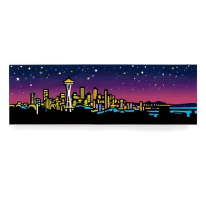 Seattle Skyline With Starry Night PNG Vhu