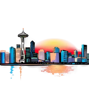 Seattle Urban Skyline Sketch PNG 06252024