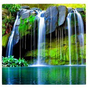 Secluded Waterfall Oasis Photo PNG 05212024