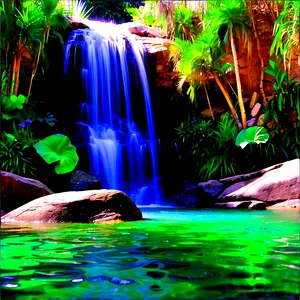 Secluded Waterfall Oasis Photo PNG 05212024