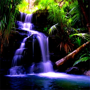 Secluded Waterfall Oasis Photo PNG Ewn48