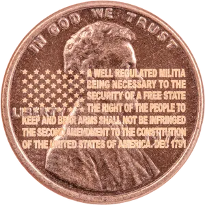 Second Amendment Commemorative Penny PNG image