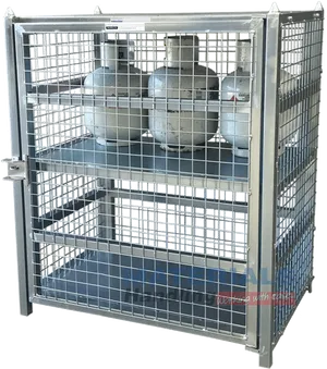 Secure Gas Cylinder Storage Cage PNG