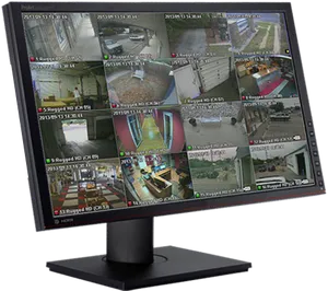 Security Monitor Display Multiple Camera Feeds PNG image