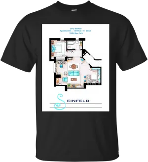 Seinfeld Apartment Blueprint T Shirt Design PNG image