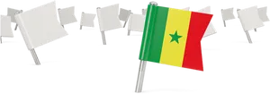 Senegal Flag Among Blank Banners