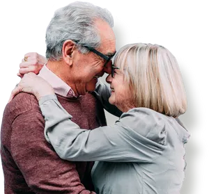 Senior Couple Embracing Happily PNG image