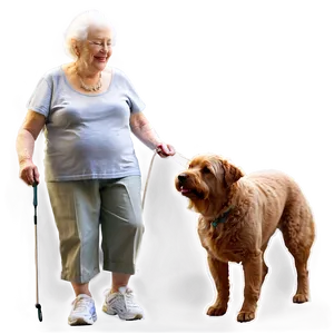 Senior Dog Walking PNG 91