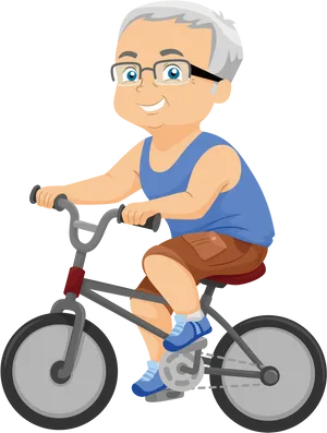 Senior Man Biking Cartoon PNG image