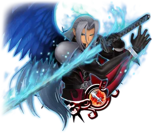 Sephiroth Final Fantasy Villain Art PNG image