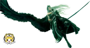 Sephiroth With Black Wingsand Masamune PNG image