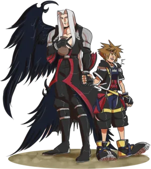 Sephirothand Sora Illustration PNG image