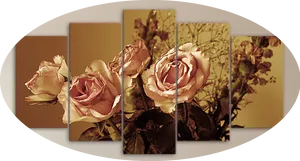 Sepia Toned Roses Art Panel Display PNG image