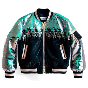 Sequin Bomber Jacket Sparkly PNG 06282024
