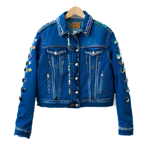 Sequin Denim Jacket PNG 14