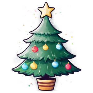 Serene Cute Christmas Tree Graphic PNG 11