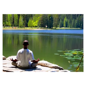 Serene Lakefront Meditation PNG 78 PNG
