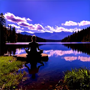 Serene Lakefront Meditation PNG Bmi24 PNG
