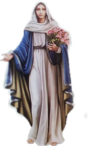 Serene Maria Holding Roses PNG
