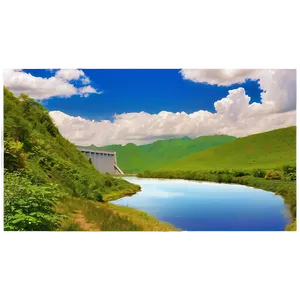 Serene Water Reservoir Dam Png 06292024 PNG image