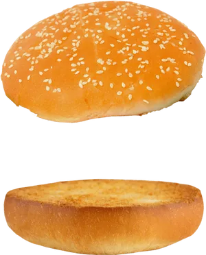 Sesame Seed Burger Bun Split PNG image