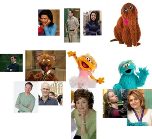 Sesame Street Castand Characters Collage PNG image