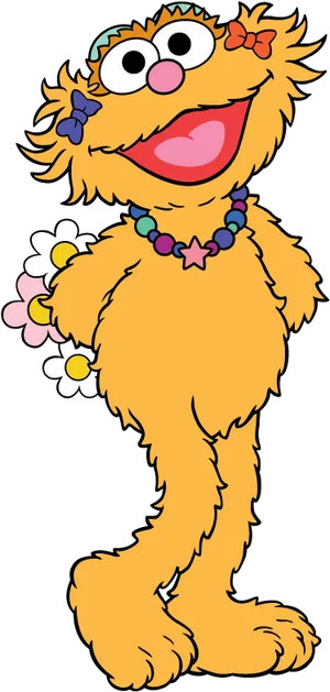 Sesame Street Character With Flowers PNG image