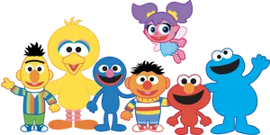 Sesame Street Characters Gathering PNG image