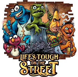 Sesame Street Characters Gritty Parody PNG image