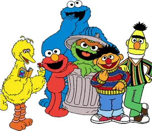 Sesame Street Characters Group PNG image
