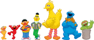 Sesame Street Characters Lineup PNG image