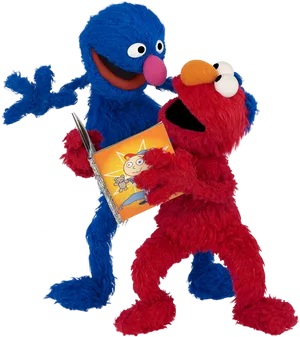 Sesame Street Elmoand Grover Reading PNG image