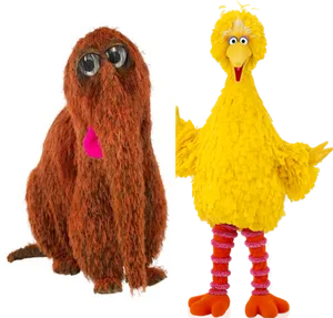 Sesame Street Snuffleupagusand Big Bird PNG image