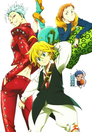 Seven Deadly Sins Group Pose PNG image