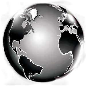 Shaded Black And White Globe PNG Vus15 PNG