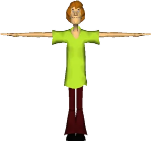 Shaggy Rogers3 D Model Pose PNG image