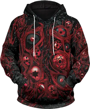 Sharingan Themed Hoodie Design PNG image