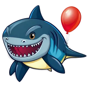 Shark Cartoon With Balloon PNG 06262024