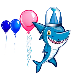 Shark Cartoon With Balloon PNG Ura36