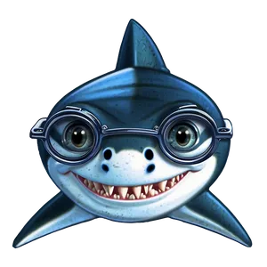 Shark Cartoon With Glasses Png Aij52 PNG image