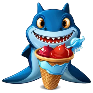 Shark Cartoon With Ice Cream PNG 39