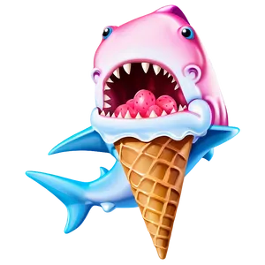 Shark Cartoon With Ice Cream PNG 72