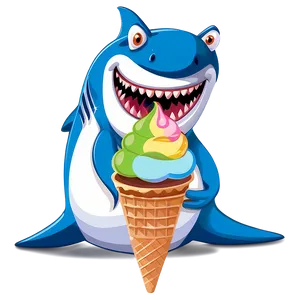 Shark Cartoon With Ice Cream PNG Atd
