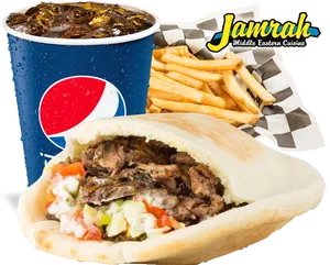 Shawarma Meal Combo Fries Drink PNG image