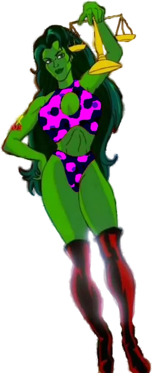 She Hulk_ Balancing_ Scales_of_ Justice PNG image