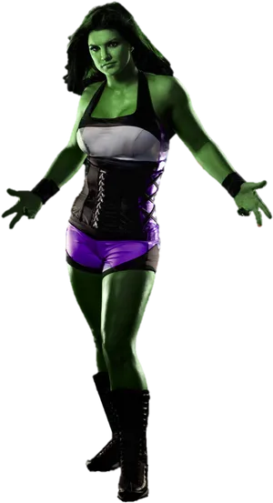 She Hulk_ Costume_ Pose PNG image