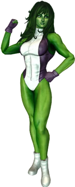 She Hulk_ Standing_ Pose PNG