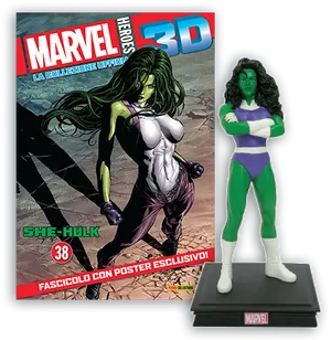 She Hulk3 D Collectible Figureand Comic PNG