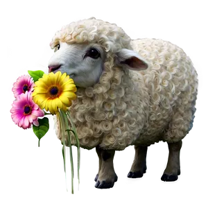 Sheep With Flowers PNG 05232024 PNG