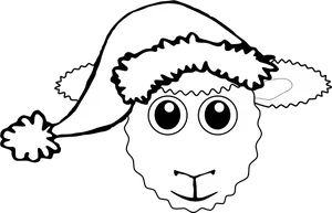 Sheep_with_ Santa_ Hat_ Vector PNG image